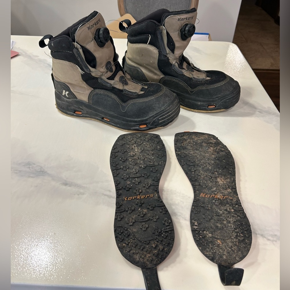 Korkers white horse wading fishing water boots size 13